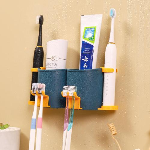 电动牙刷架杯架 牙刷杯置物架家庭卫生间免打孔漱口杯牙刷架套装